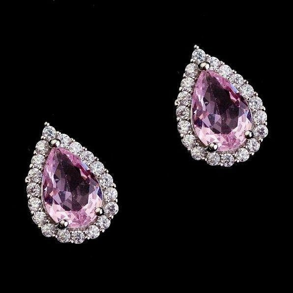 14mm Halo Exquisite Pear Cubic Zirconia Stud