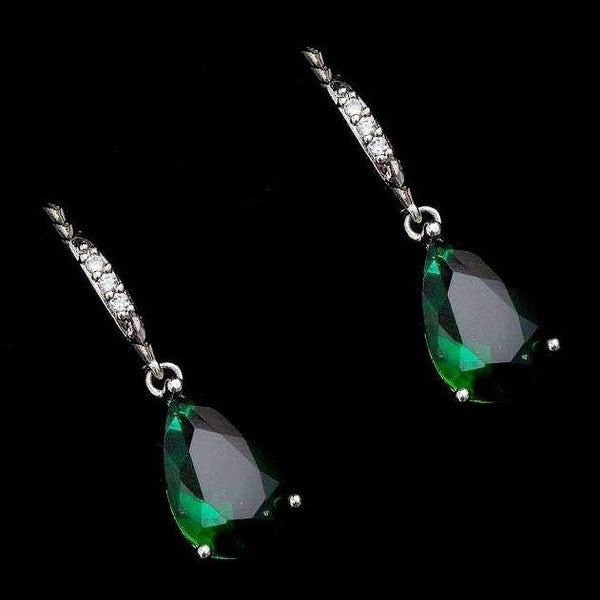 Bridal Pear Shape CZ Zirconia 5 Inch Long Earrings