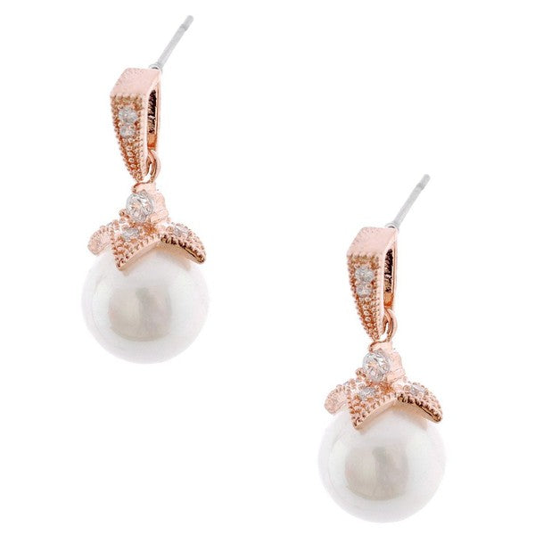 Baroque Pearl Drop Cubic Zirconia Dangle Earrings