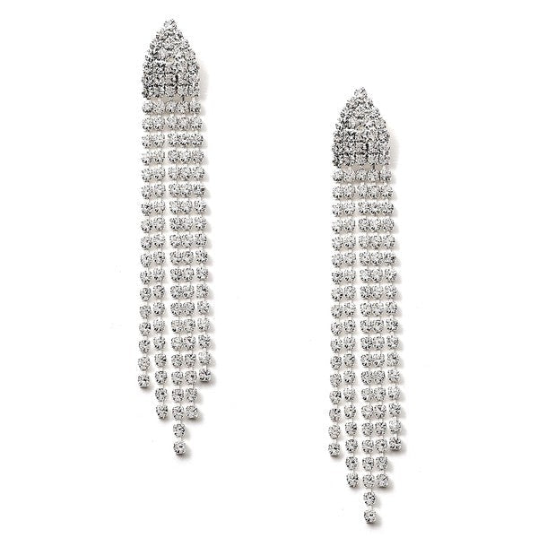 5 Strand Long Rhinestone Drop Earrings