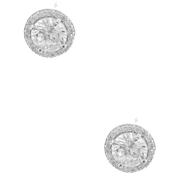 8MM 4 Prong Round Cubic Zirconia Stud Earrings