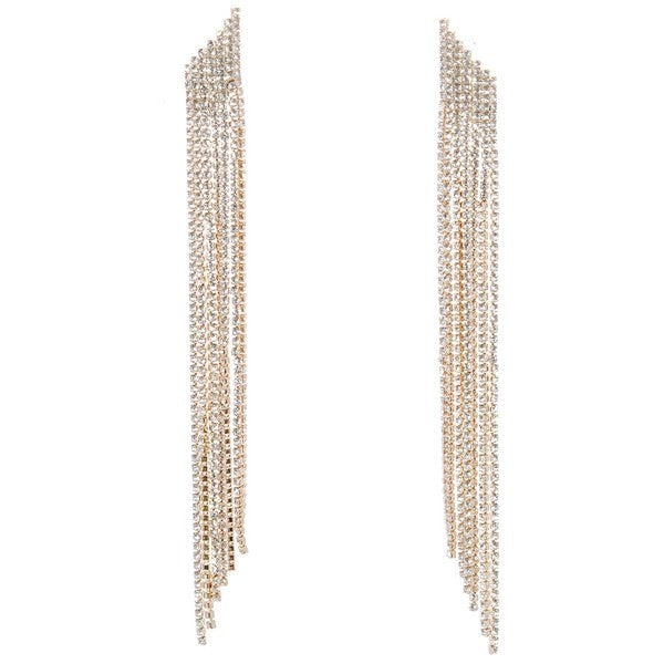 Skew Mesh Linear Tassel Dangle Earrings