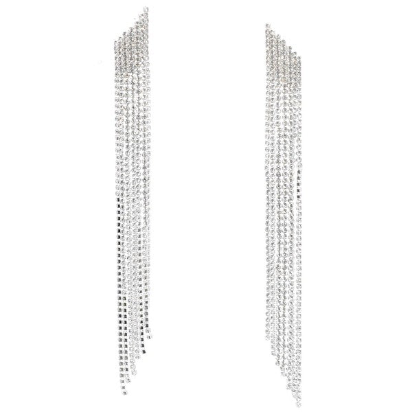 Skew Mesh Linear Tassel Dangle Earrings