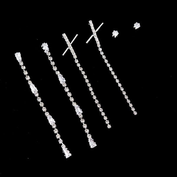 Crystal 3 Pair Dangle Stud Jewelry Earrings