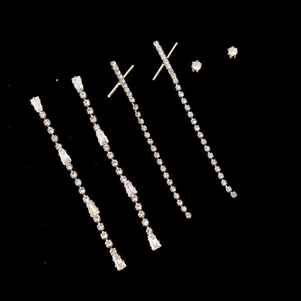 Crystal 3 Pair Dangle Stud Jewelry Earrings