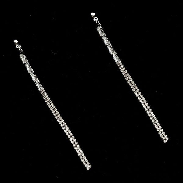 Glamorous Crystal Long Tassels Dangle Earrings