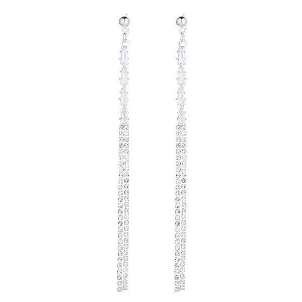 Glamorous Crystal Long Tassels Dangle Earrings
