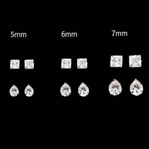 5 6 7MM Cubic Zirconia Stud Earrings Set