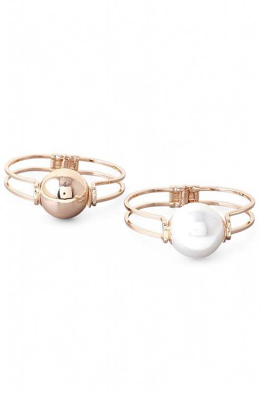 Iconic Large Pearl Hinged Bangle
