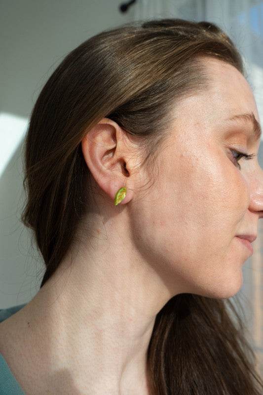 Leaf Studs - Fern Green