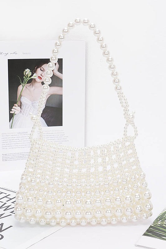 Faux Pearl Braided Shoulder Bag
