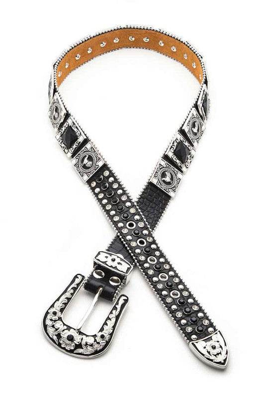 Rooster Concho Crystal Statement Belt