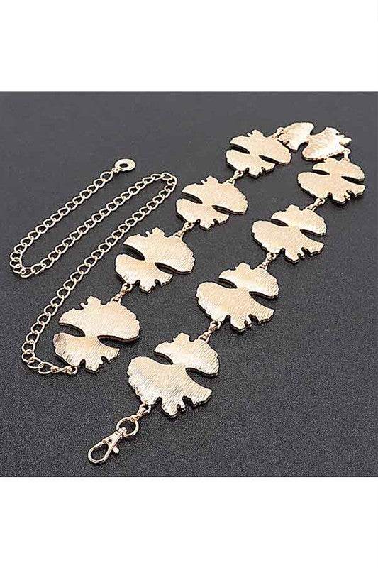 Organic Leaf Cutout Fashion Chain Belt