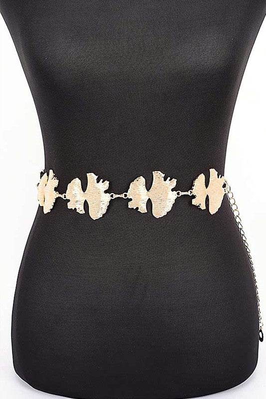 Organic Leaf Cutout Fashion Chain Belt