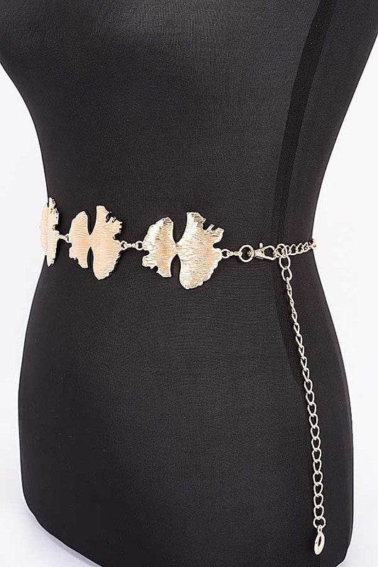 Organic Leaf Cutout Fashion Chain Belt