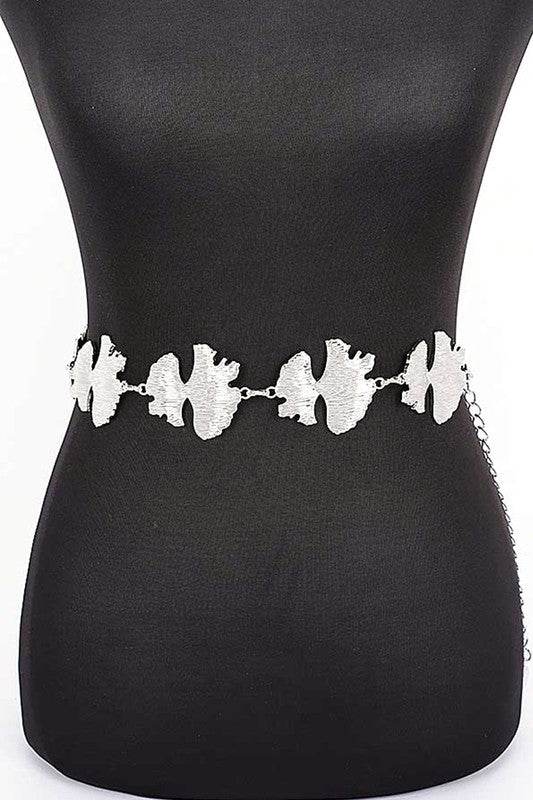 Organic Leaf Cutout Fashion Chain Belt