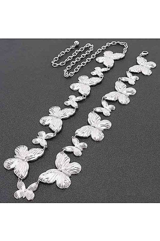 Textured Butterfly Metal Chain Belt