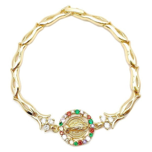 Gold Dipped Virgen De Guadalupe Foldover Bracelet