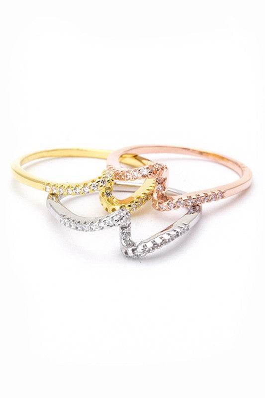 3 In 1 Tri-Tone CZ Twisting Rings