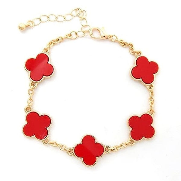 Acetate Marble Effect Clover Chain  Bracelet