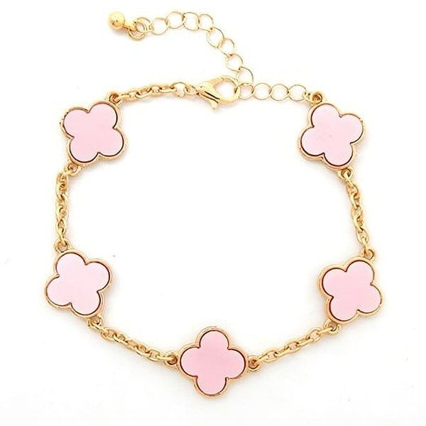 Acetate Marble Effect Clover Chain  Bracelet