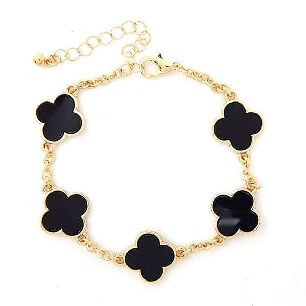Acetate Marble Effect Clover Chain  Bracelet