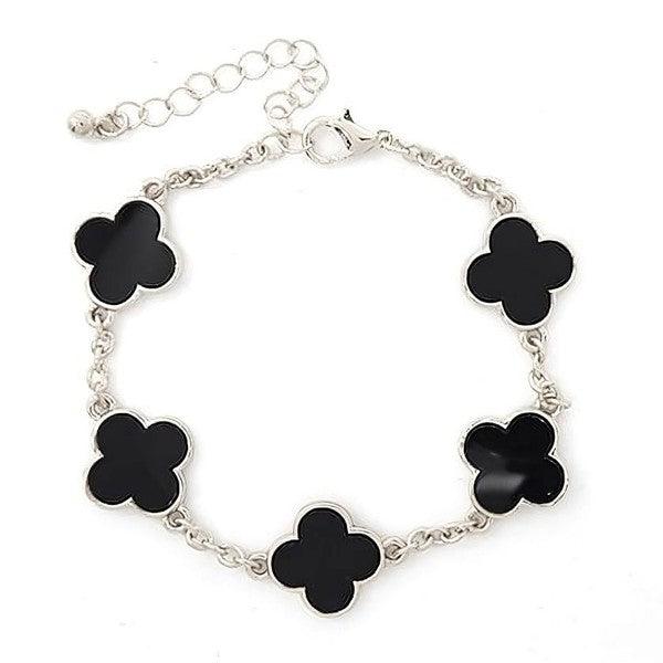 Acetate Marble Effect Clover Chain  Bracelet