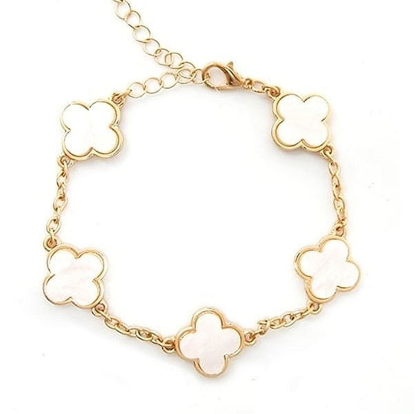 Acetate Marble Effect Clover Chain  Bracelet
