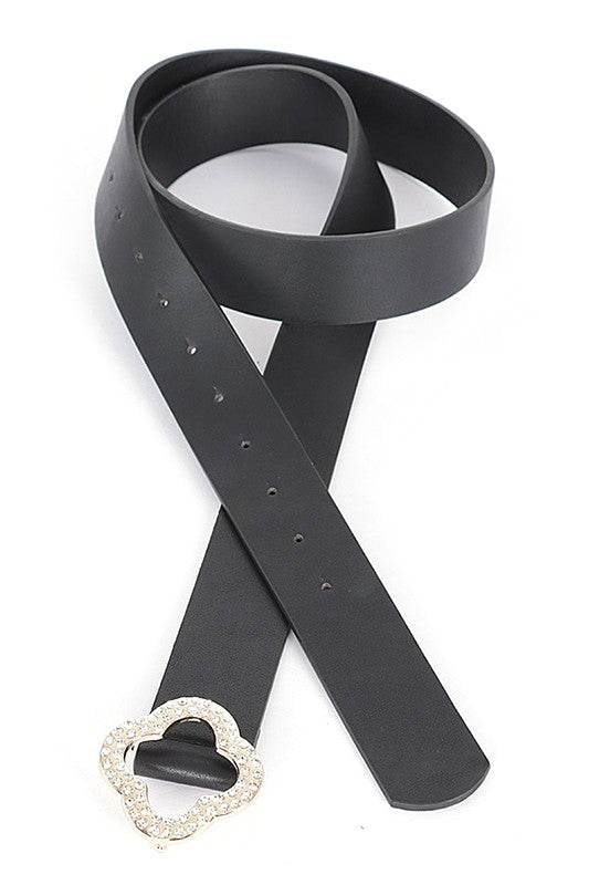 Plus Size Clover Crystal Buckle Belt