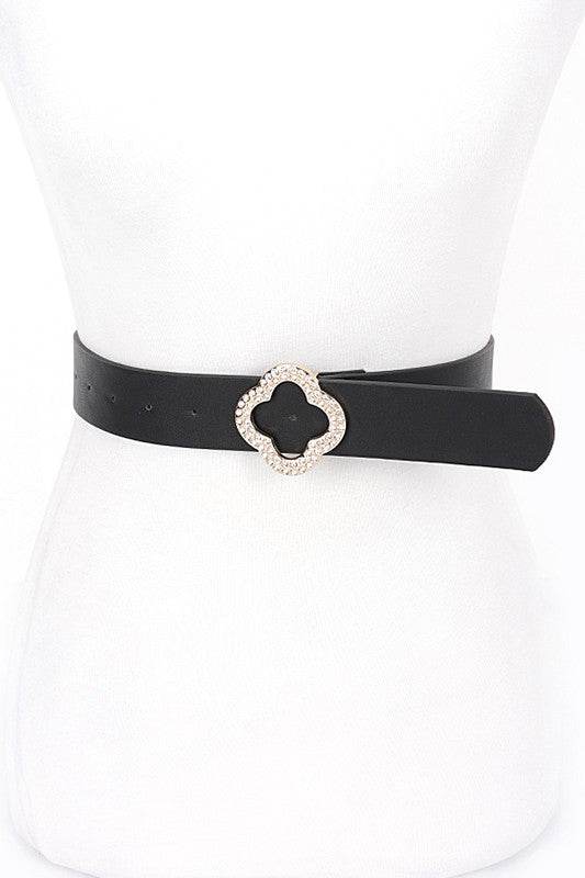 Plus Size Clover Crystal Buckle Belt