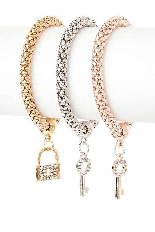 Lock Key Popcorn Tritone Bracelet Set