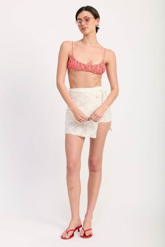 LACE WRAP SKIRT WITH DRAWSTRING
