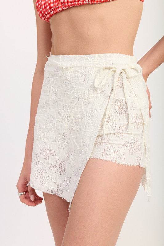 LACE WRAP SKIRT WITH DRAWSTRING