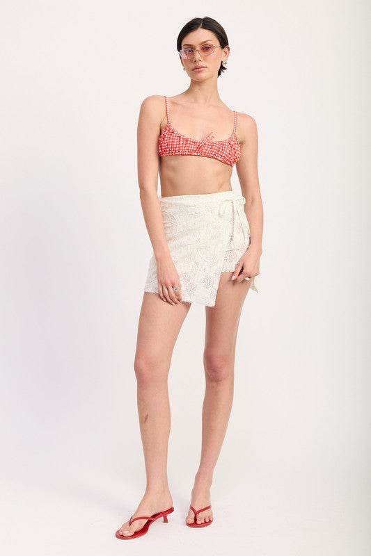 LACE WRAP SKIRT WITH DRAWSTRING