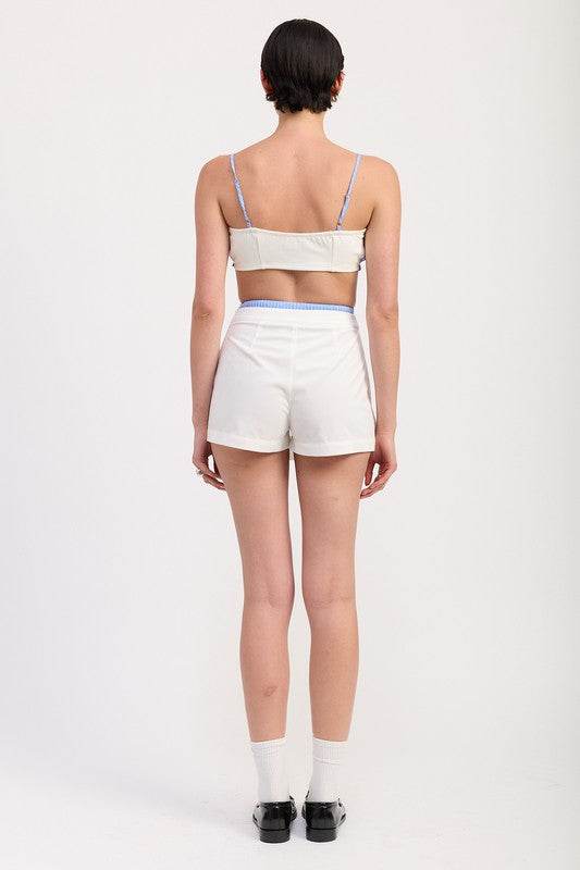STRIPED RUFFLE TIE FRONT BRALETTE