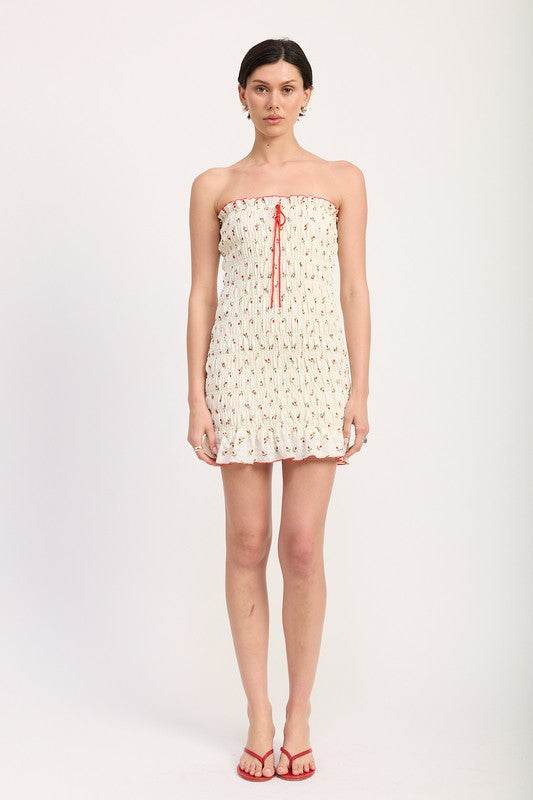 FLORAL SMOCKED TUBE DRESS