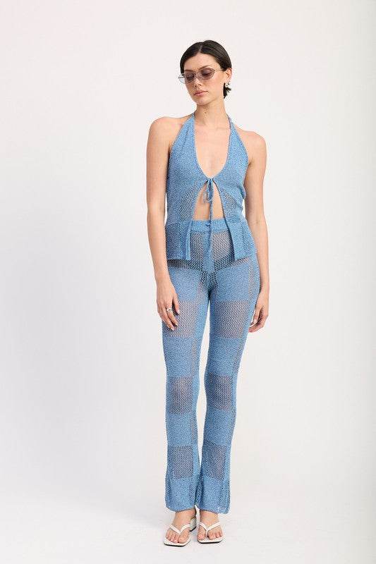CROCHET HALTER TIE FRONT TOP