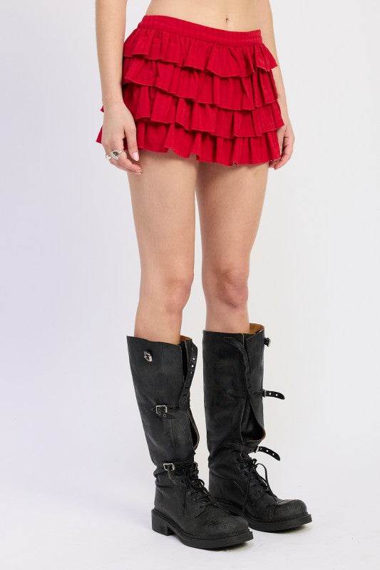 TIERED RUFFLE MINI SKIRT