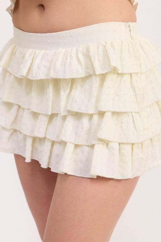 TIERED RUFFLE MINI SKIRT