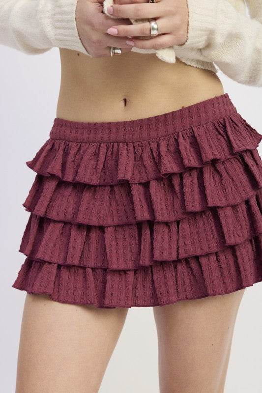 TIERED RUFFLE MINI SKIRT