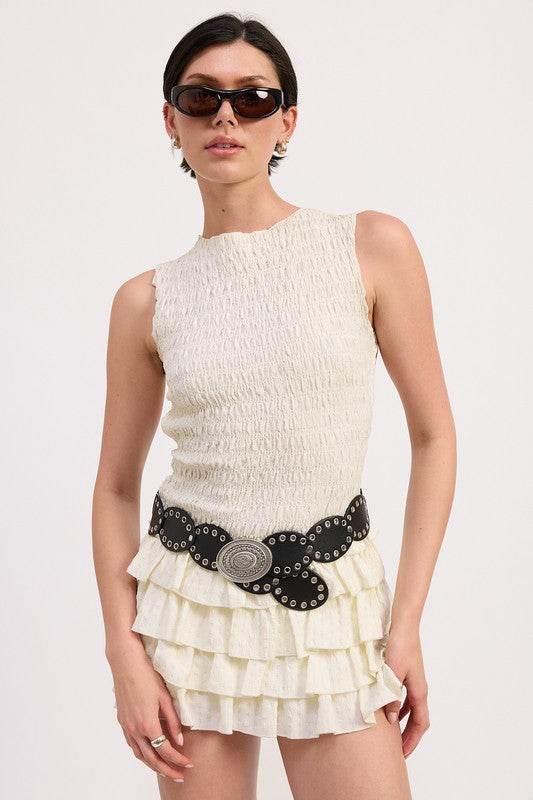 TIERED RUFFLE MINI SKIRT