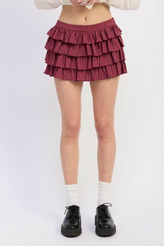 TIERED RUFFLE MINI SKIRT