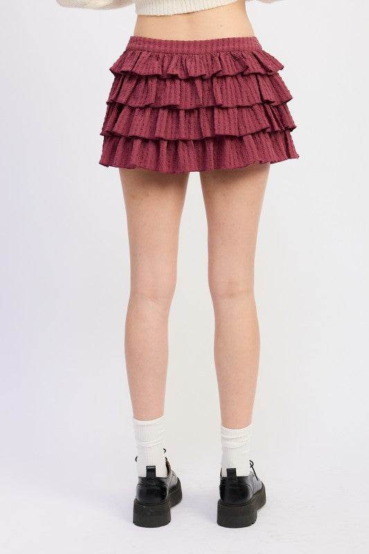 TIERED RUFFLE MINI SKIRT