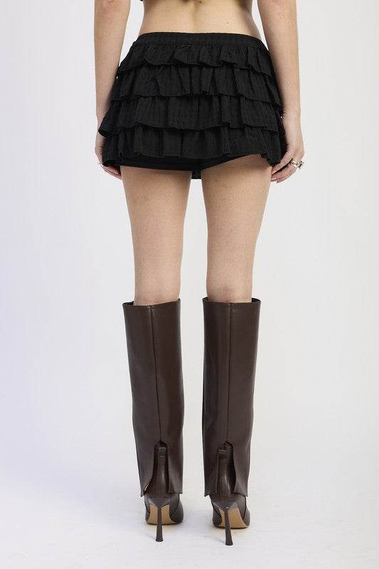 TIERED RUFFLE MINI SKIRT