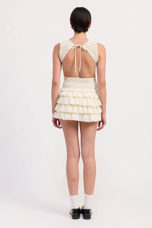 TIERED RUFFLE MINI SKIRT