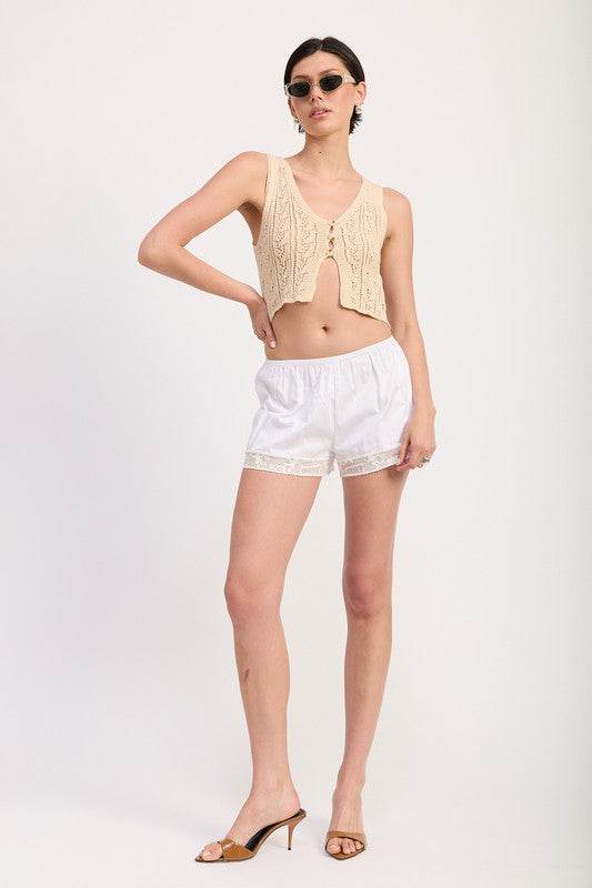 CROCHET BUTTON FRONT VEST TOP