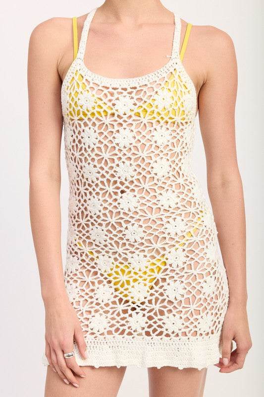 FLORAL CROCHET COVER UP DRESS
