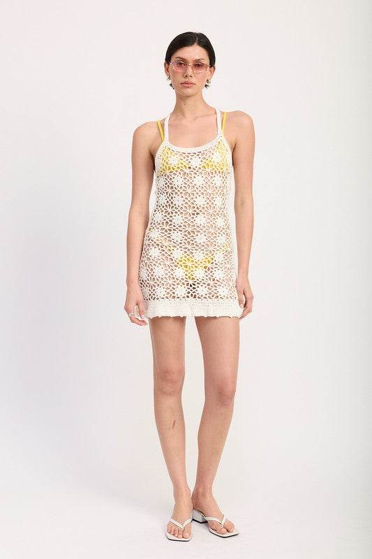 FLORAL CROCHET COVER UP DRESS