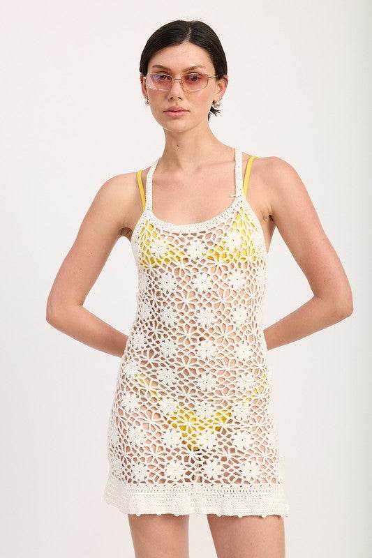 FLORAL CROCHET COVER UP DRESS