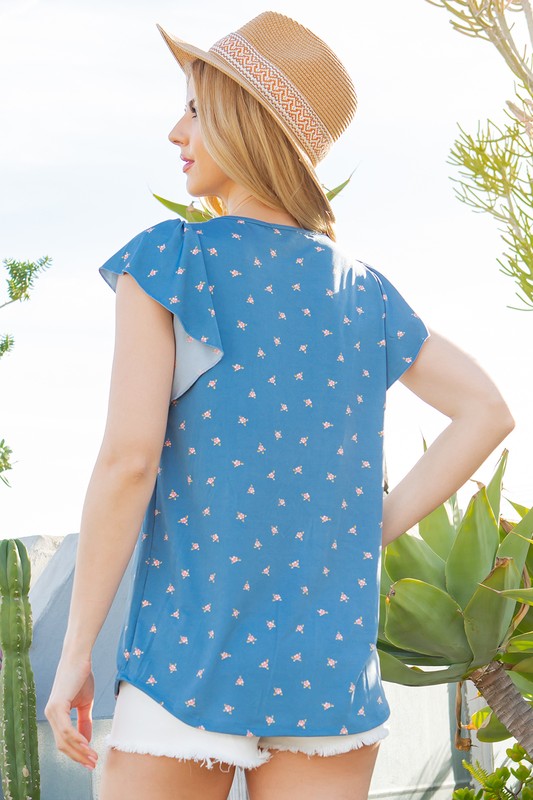 Flutter Sleeve Knit Jersey Top